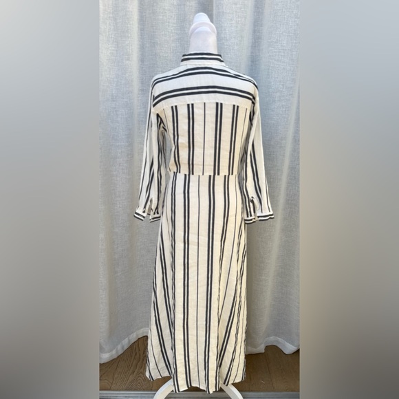 Zara woman white blue striped button down long summer dress - Picture 3 of 9